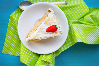 High angle view of breakfast served on table