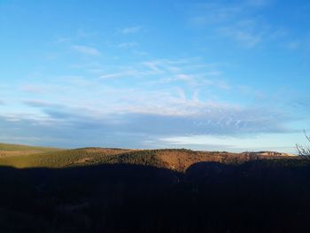 Scenic view of landscape against blue sky