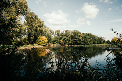 Scenic view of lake against sky