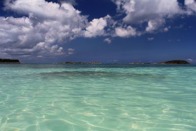 Scenic view of sea against cloudy sky