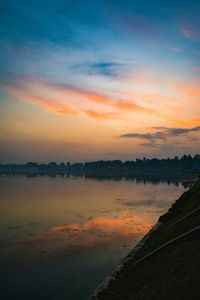 Scenic view of sunset over lake