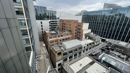 Buildings in city. modern buildings view from the top 