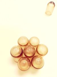 High angle view of eggs on white background