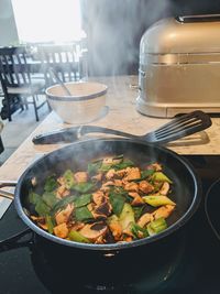 Close-up of food on table