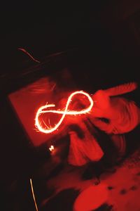 Close-up of illuminated red light painting