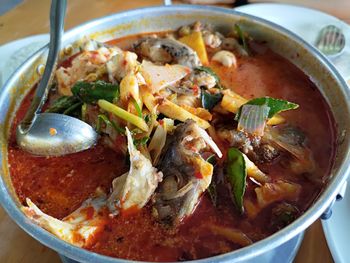 Close-up of food in bowl on table