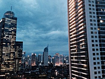 Low angle view of modern buildings against sky