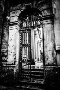 Closed door of old building