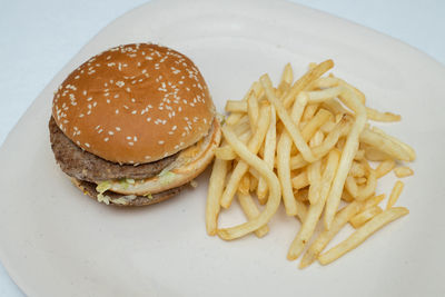 Close-up of burger on plate