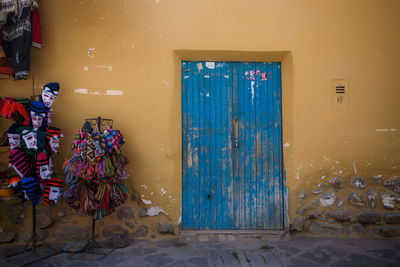 Closed door of building