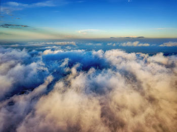 Aerial view of clouds against sky during sunset