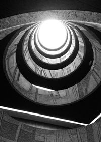 Low angle view of spiral staircase in building