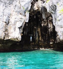 Rock formation in sea