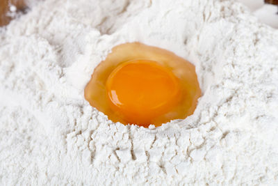 Close-up of egg on snow