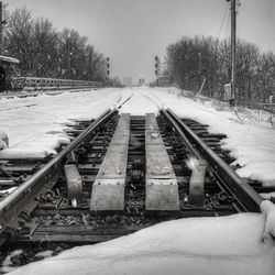 Snow covered landscape against sky