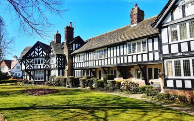 A row of tudor houses in port sunlight wirral england