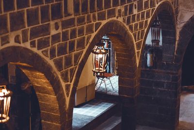 Illuminated staircase in building