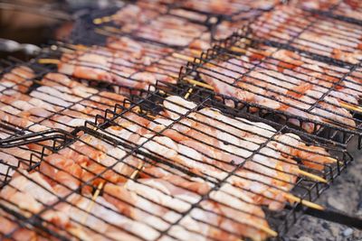 Full frame shot of barbecue grill