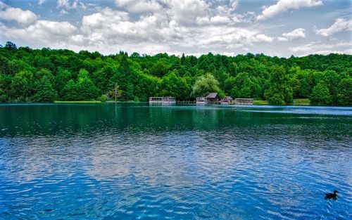 Scenic view of lake against sky