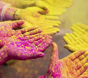 Close-up of colored hands