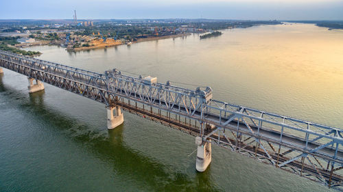 High angle view of bridge over river in city