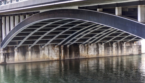 Bridge reflecting in water