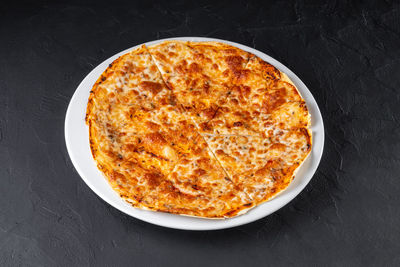 High angle view of bread in bowl on table