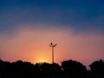 Low angle view of silhouette trees against sky during sunset