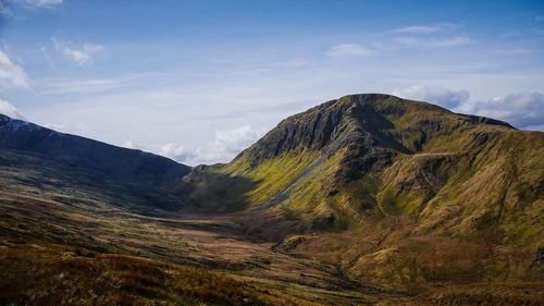 Scenic view of mountains against sky
