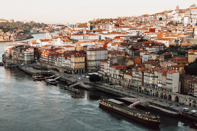 Porto, portugal old town on the douro river. oporto panorama