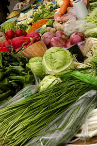Colored fresh vegetables for sale in market