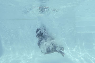 Boy swimming in sea