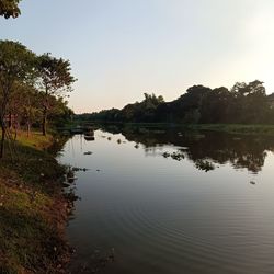 Scenic view of lake against clear sky