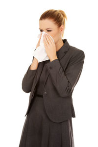 Woman standing against white background