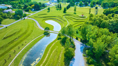 High angle view of agricultural field