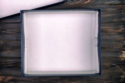 High angle view of paper on table