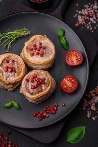 High angle view of food on table