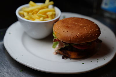 Close-up of food served in plate