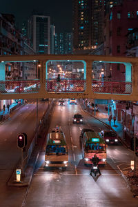 Traffic on city street at night