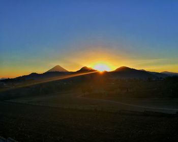 Scenic view of landscape against sky during sunset