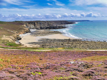 Scenic view of beach against sky