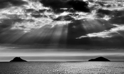 Scenic view of sea against dramatic sky