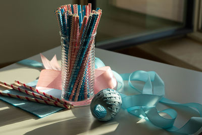 Close-up of books on table