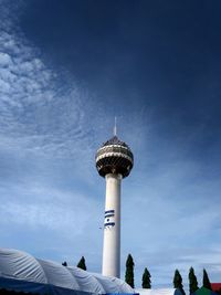 Low angle view of built structure against blue sky