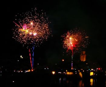 Firework display at night