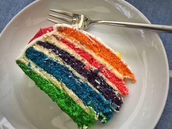 High angle view of dessert in plate