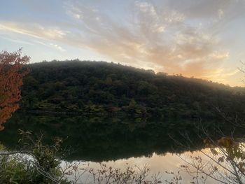 Scenic view of landscape against sky during sunset