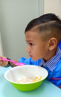 Boy having food