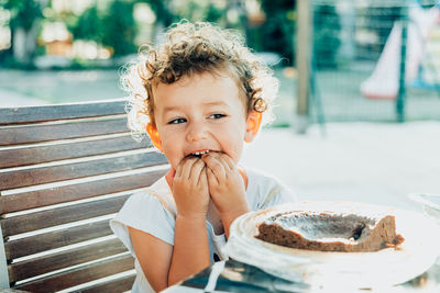 Portrait of cute boy with ice cream