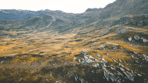 Scenic view of mountain range against sky